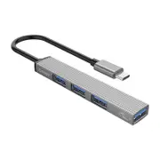 [AH-13-GY] Aluminum Ultra-thin Type-C to USB 3.0/2.0 Hub Docking Station 4-Port Hub
