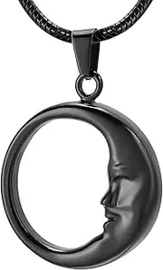 KETIME Black Stainless Steel Memorial Necklace for Ashes Cremation Keepsake Urn Jewelry Holder
