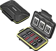 HAKUBA Media Case, Hard Memory Card Case, CFB3SD4 (CFexpress Type B Card & SD Card), Double Slot Machine, Shockproof, Dustproof, Splashproof, ABS Plastic Silicone Gasket DMC-23CFB3SD4YL 4977187371659
