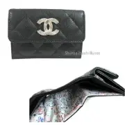 Chanel Small Flap Wallet Black Big Cc Mark Silver Fittings Ap4328 B18713 94305 M