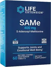 Life Extension SAMe S-adenosyl-methionine 400mg 60 Enteric-Coated Tablets Joints