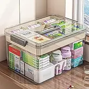 1pc Medicine Storage Box With Handles & Multi-layer, Large Capacity Plastic Pills Box, Household Portable Medical Storage Box For Sundries, Household Storage Organizer For Bedroom, Bathroom, Office