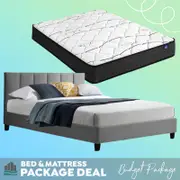 Double Package | Alma Bed Grey & Glay Bonnell Spring Mattress (Medium Firm)