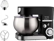 Stand Mixer, High-Power Table Mixer with Three Mixing Heads with Different Functions, 1200w, 6-Speed Adjustable, 5-Liter Stainless Steel Bowl with Splash Guard, Suitable for The Kitchen Black