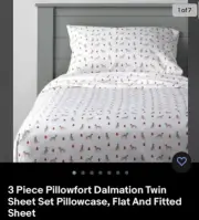3 Piece Pillowfort Dalmation Twin Sheet Set Pillowcase, Flat And Fitted Sheet