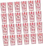 STOBAZA Halloween Popcorn Bucket 24pcs Paper Popcorn Boxes Red Striped Mini Candy Boxes for Graduation Party