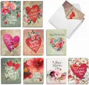The Best Card Company 20 Assorted Valentine's Day Note Cards Bulk Multicolor