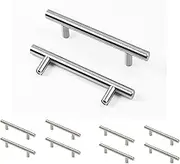 10Pcs 5.9 in Brushed Nickel Cabinet Pulls, 3.8 in Hole Center Kitchen Cabinet Handles, Cupboard Handles, Stainless Steel T Bar Cabinet Hardware, Drawer Dresser Pulls, Door Knobs for Bathroom