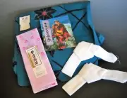 Japanese Blue Yukata Cotton Blue with Star Pattern with Soft Ties and Sash NWT