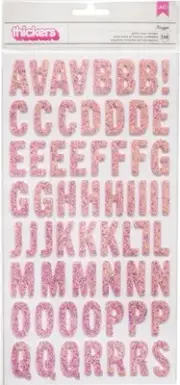 Tealightful Thickers Stickers 5.5"X11" 138/Pkg-Letter Alpha/Pink Glitter Foam 73