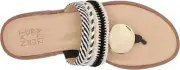 Naturalizer Womens 12 M Black White Tan Frankie Thong Sandals NIB XJ4
