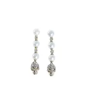 [ALEXANDER MCQUEEN] Skull and Pearl Earrings White