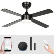 48 Inch Black Ceiling Fan with Lights and Remote & App Control Smart Ceiling Fan