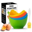 Egg Poacher - KRGMNHR Poached Egg Cooker with Ring Standers, Silicone Egg Poa...