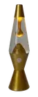 NEW LAVA LAMP GOLD METAL BASE 37CM CLEAR LIQUID/GOLD METAL LAVA
