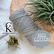 4MM 3ply macrame cord 100m STEEL Cotton Soft 3 Strand Twist Rope Melbourne