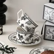Black And White PatternCeramic Dishes And Plates Sets Retro Afternoon Tea Cup-s
