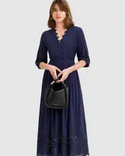 [Belle & Bloom] All Eyes On Me Midi Dress - Navy