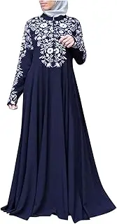 [Generic] Elegant Islamic Dresses Middle Eastern Ethnic Kaftan Button Print Muslim Long Dress Dubai Turkey Arab Jilbab Dress