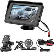 B-Qtech Backup Camera and Monitor Kit, 4.3" LCD Display Support Mirror Flip Guideline Night Vision Rear View Reverse Camera Waterproof for Pickup Car SUV Van, Easy Install and Setup