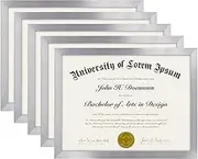 Americanflat 8.5x11 Diploma Frame with Polished Plexiglass - Set of 5 - Legacy Collection - Photo Frames for Tabletop and Wall Display - Silver