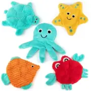 No Stuffing Crinkle Squeaky Plush Dog Toys - Cute Animal Themed for Small to ...