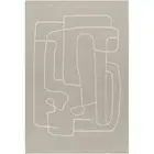 Hand-Tufted Wool Rug – Abstract Flowing Lines in White on Light Gray/Beige