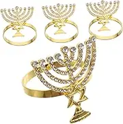 Pcs Jewish Holiday Chanukah Napkin Rings Hanukkah Decorations for Table Menorah Napkin Holders for Thanksgiving Christmas Weddings