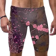 [FNETJXF] Mens Swim Briefs, Mens Swim Jammers, Paris Blossom Eiffel Tower Purple