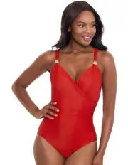 [Miraclesuit Swim] Razzle Dazzle Siren Crossover Shaping Swimsuit in Cayenne