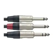 NEW Stagg N Series Y-Cable - 1/4" TRS - Dual 1/4" TS - 10'