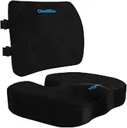 CloudBliss Seat Cushion,Office Chair Cushion,Car Seat Cushions,Lumbar Support Pillow for Office Chair,Back Support Memory Foam Pillow Coccyx Cushions for Tailbone Pain,Sciatica Back Pain Relief Black