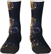 [EdWal] Soft Gold Musical Note with Fallen Shiny Star print Moisture Wicking Socks Sports Socks for Men and Women Warm thermal Boot Hiking Socks