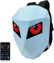 LED Motorcycle Backpack Colorful Design - 3D Hard Shell Motorbike Backpack with Programmable Full Color Screen, Waterproof Riding Helmet Bag for Outdoor (Blue)