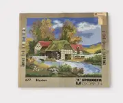 Vintage Springer Gobelin Needlepoint Canvas Only Country Landscape Windmill #677