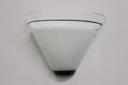 Murano wall Lamp. Hand Blown White Glass with crystal border and black stripe