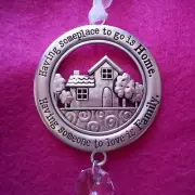 NEW Pewter Ornament/Sun Catcher with Crystal in Home/Family Design by Ganz