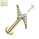 Piercing Labret Ear Yellow Gold 14 Carat Screw Inner Lightning