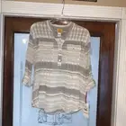 Ruby Rd. Women's Gauzy Crinkle Shirt Size S Natural Wonders Tan/Beige