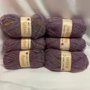 Lot of 6 Red Heart Aztec Acrylic 3 oz Skeins Yarn Heather Purple Discontinued