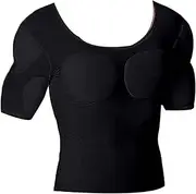 [ARSAVDCG] Men's Padded Muscle Shirt, Shaper False Muscle Chest T-Shirt Round Neck Comfort Compression Undershirt