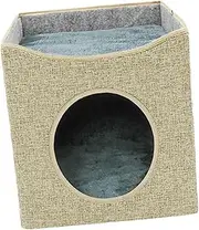 Ronyme Indoor Cat Sleeping Space with Double Layer Design for Felines, Apricot