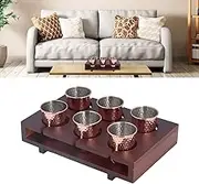 Topyond Copper Plated Moscow Mule Mug Set,6pcs 100ml Stainless Steel Cocktail Cups with Storage Holder,Mini Mule Cups for Home Parties, Copper Anniversary for Him