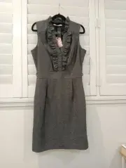 Review Saxton Frill Neck Midi Dress Size 10 Brand New RRP 269