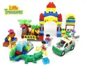Little Treasures 72 Piece Building Block Do It Yourself Zoo Play Set with Lion