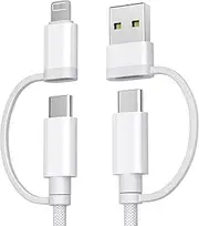 Basesailor 4 in 1 USB C Cable for AirPods 4/4th Generation/3,60W Charging Multi Charger Cord with USB A Adapter for AirPods Pro 2 2023,AirPods Max 2024,iPhone 16 15 14,Apple iWatch 10,iOS/TypeC,2M