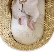Clair de Lune Natural Bamboo Palm Moses Basket/Noah Pod® Mattress - 74 x 28 cm