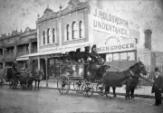 Hearse & Carriage Outside Premises of J. Holdsworth Undertaker Mel- Old Photo
