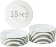 BABALIU 6 Inch Porcelain Appetizer Plates Set of 18, Small Dinner Plates, Dessert Salad Plates, White Ceramic Serving Dishes for Cake, Snack, Ice Cream, Waffles, Microwave, Oven, and Dishwasher Safe