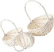 Toddmomy 3 pcs Hand Woven Flower Storage Basket Durable Picnic present Baskets with Handles Decorative for Fruits and Home Organization